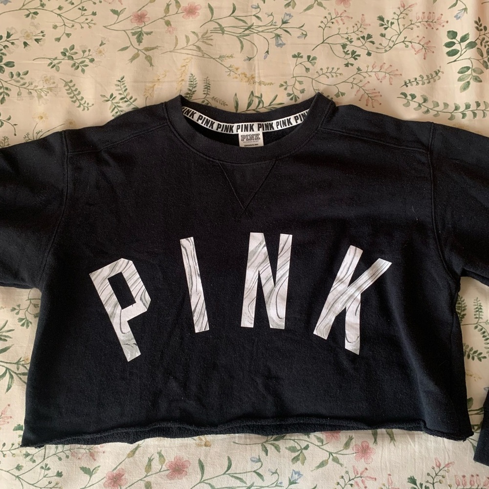 Victoria's Secret PINK Black Crop Sweatshirt
